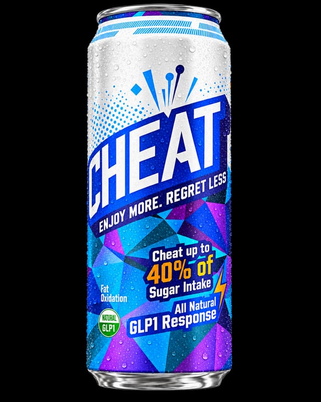 Studio product shot of the can from the reference, standing upright, straight-on, label centered, fine condensation droplets, soft studio li